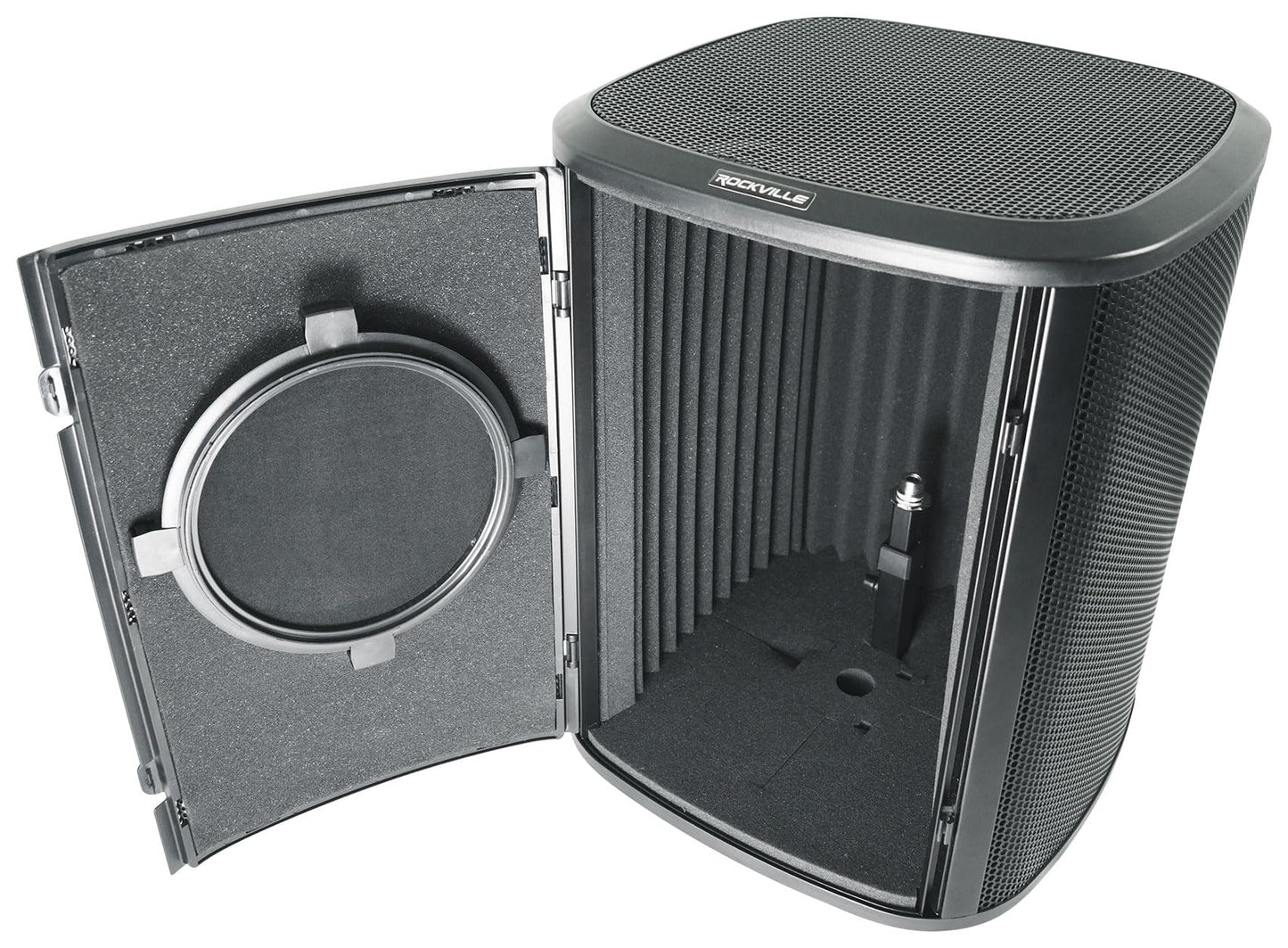 Rockville ISOBOX Sound Isolation Box with Adjustable Mic Stand, Pop Filter, Removable Door, 5/8" Thread + 3/8" Adapter, for Vocal and Podcast