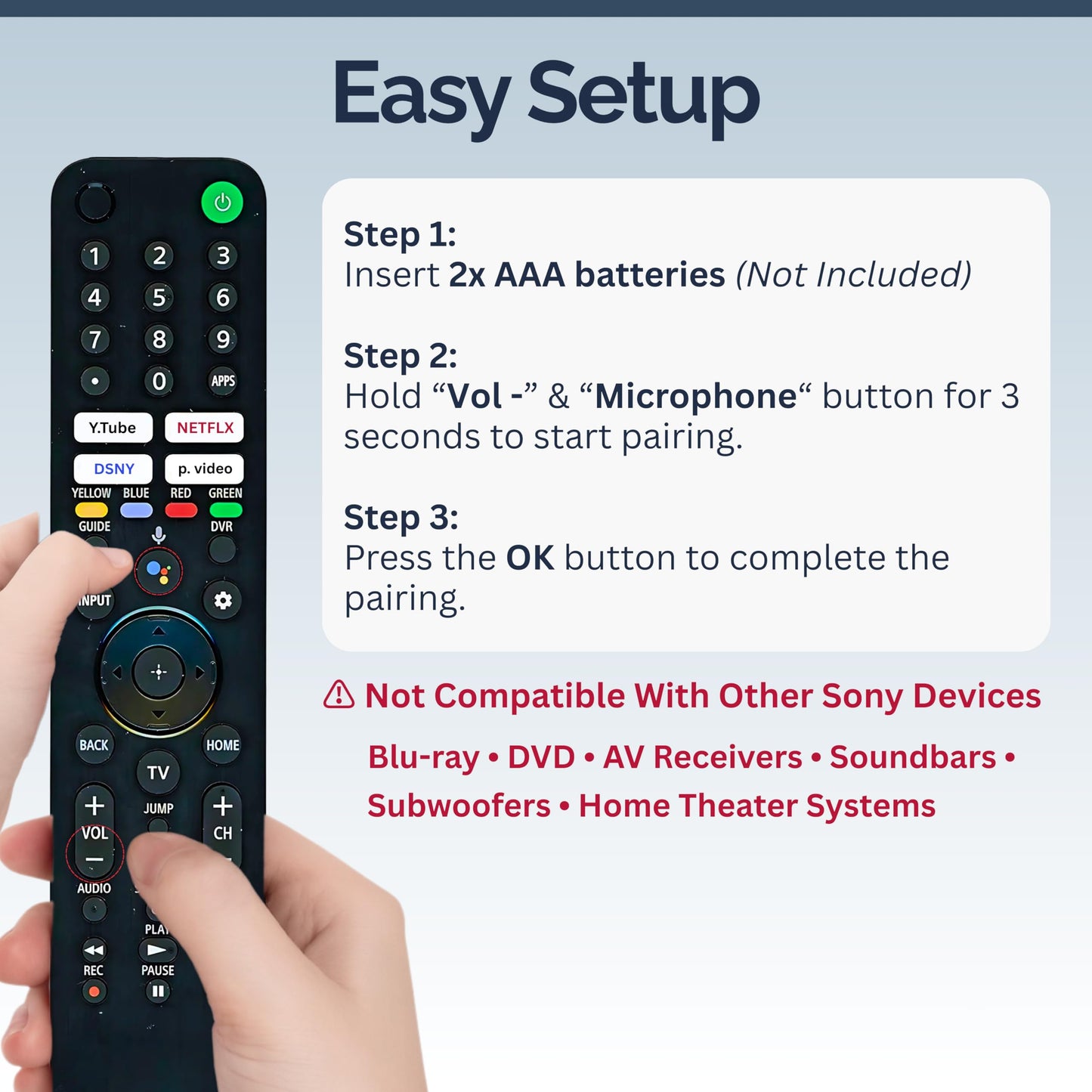RMF-TX520U Remote Control Compatible with Sony Bravia - Voice Control, Easy Setup - Works with Bravia Smart TV, Android/Internet TV Models X800H