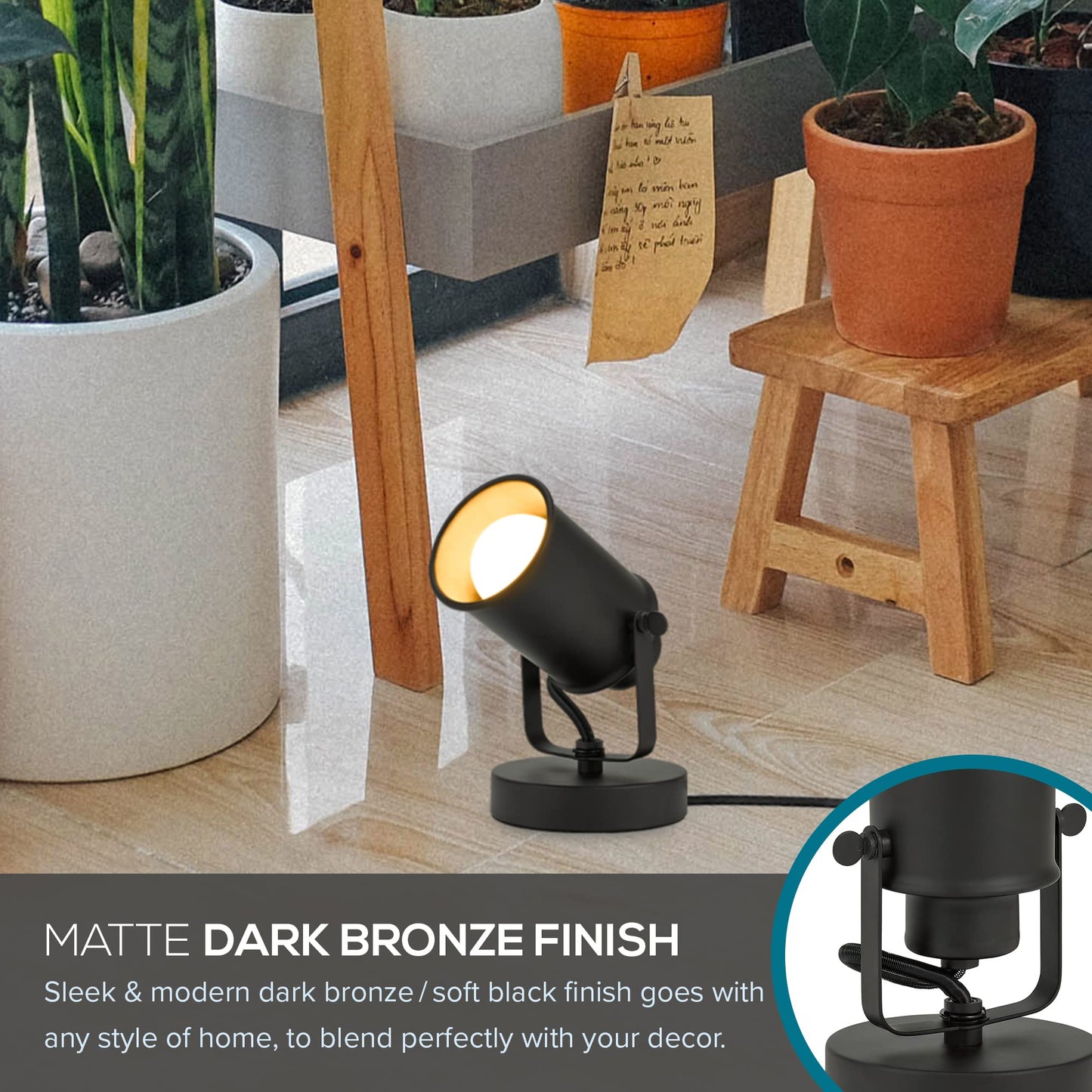 Catalina Lighting Modern Multipurpose Spotlight Desk or Wall Mount Accent Lamp, 6", Dark Bronze, Pack of 1