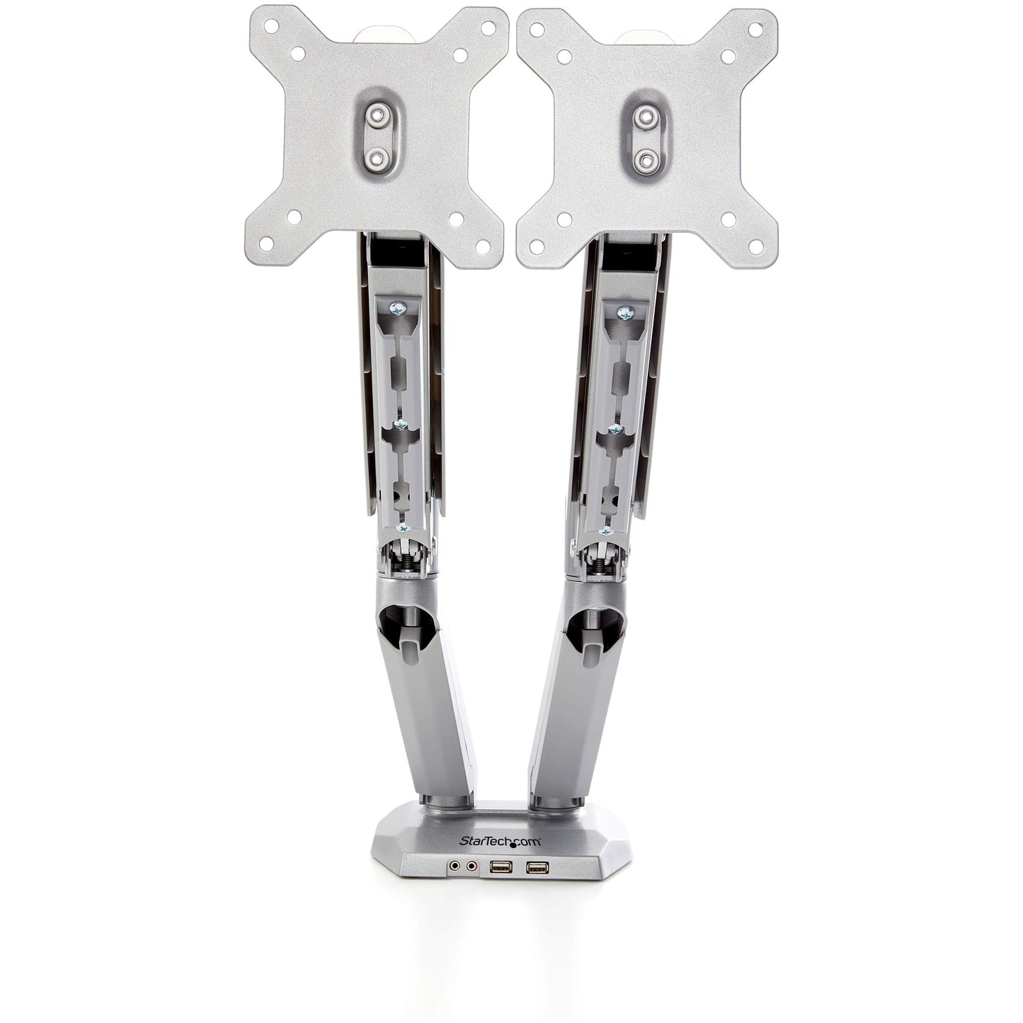 StarTech.com Desk Mount Dual Monitor Arm with USB/Audio, Desk Clamp Ergonomic VESA Mount for up to 32" (17.6lb/8kg) Displays