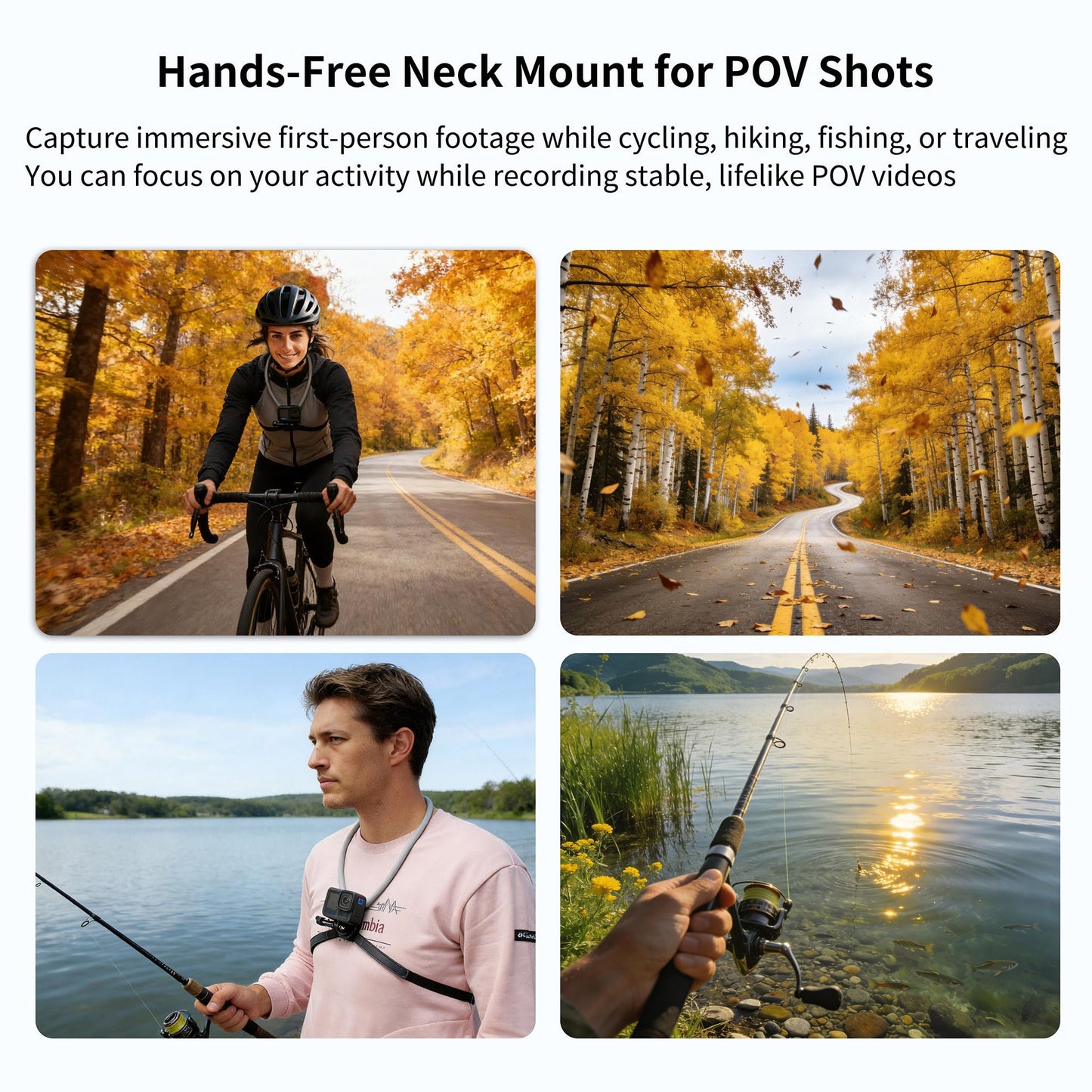 SOONSUN Flexible POV Neck Mount with Chest Strap, Hands-Free Bendable Camera Mount for GoPro Hero 13/12/11/10/9/8/7/6/5/4/MAX, DJI Osmo Action 6/5/4
