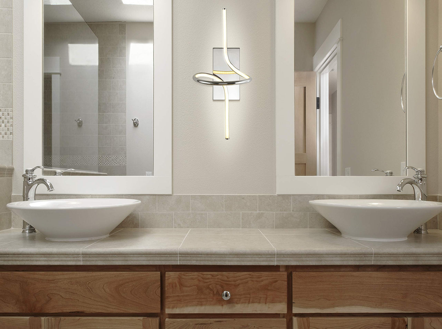 JONATHAN Y 9" Chrome Modern Minimalist Integrated LED Vanity Light Sconce, Dimmable Metal Wall Lamp for Bathroom Mirror, Living Room, Hallway
