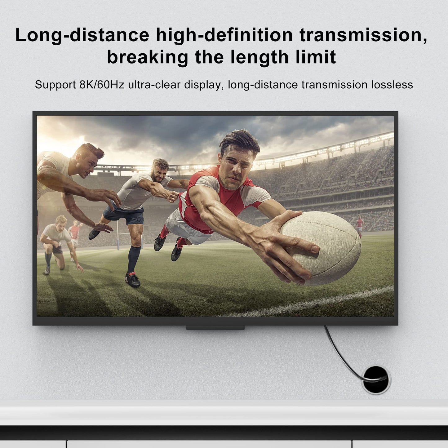 8K Detachable HDMI Fiber Optic Cable 50Feet/15m, Long HDMI 2.1 Cable in Wall, with Dual Micro HDMI and Standard HDMI Connectors, Compatible for PC