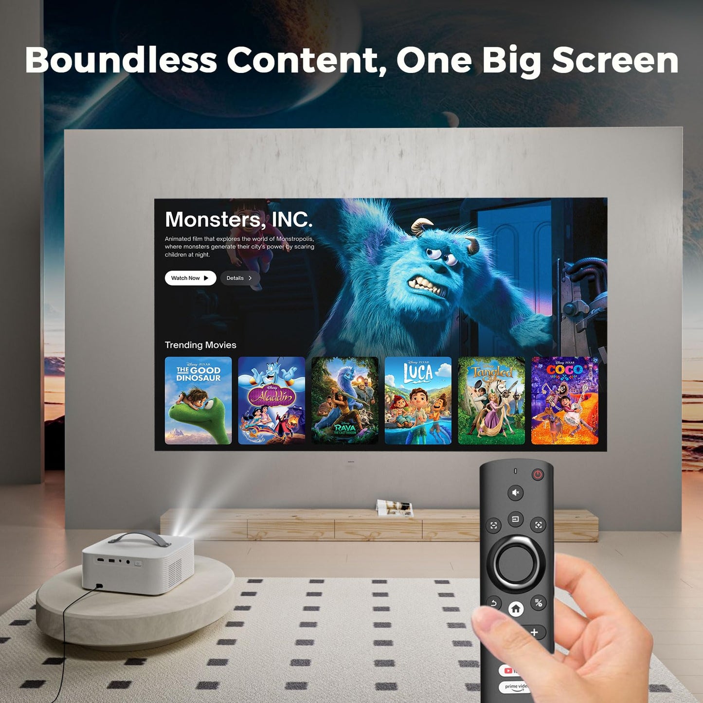 [Official-Apps & 2500 ANSI & 35W Dolby Audio] Outdoor-Projector-4k with WiFi and Bluetooth,AI Movin 2.0 OS Smart Projector,AI Auto Focus HDR10+