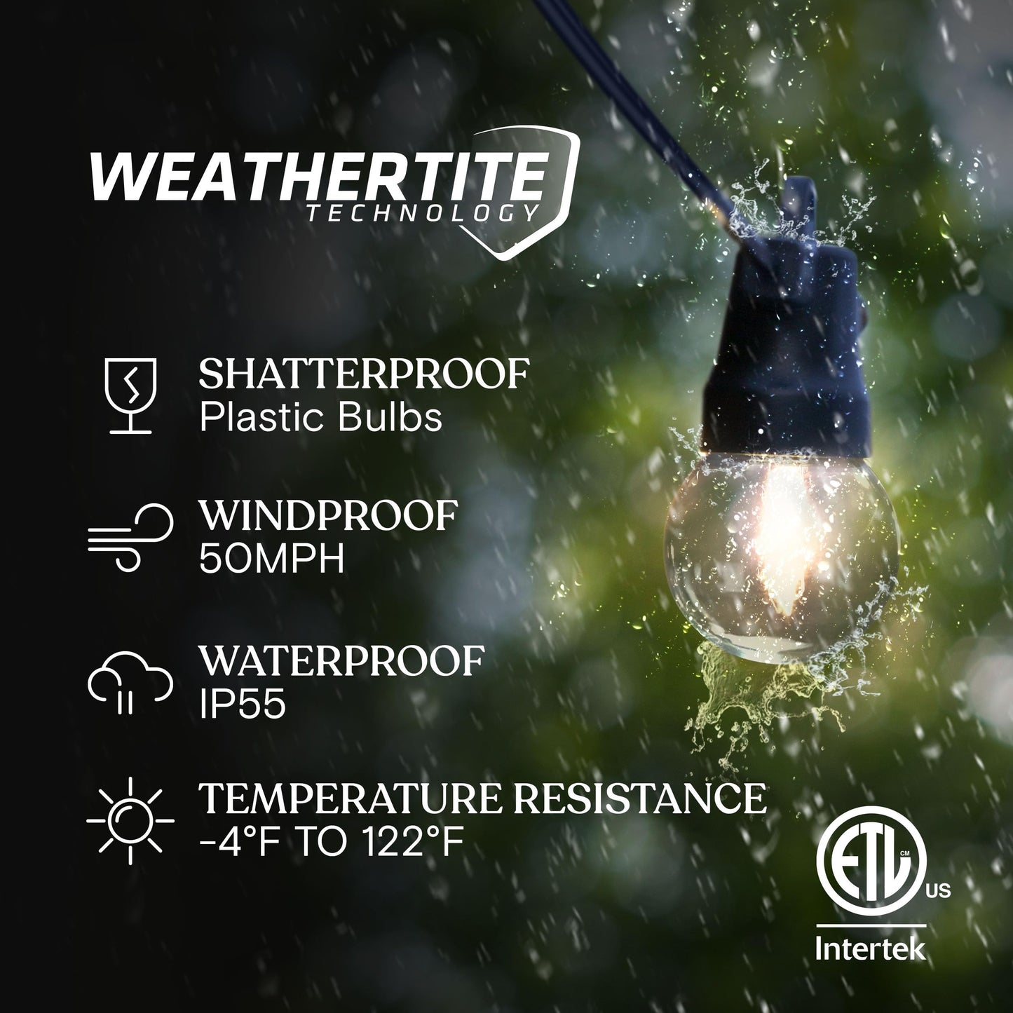 Brightech Ambience Pro Solar Powered Outdoor String Lights - 27 Ft Commercial Grade Waterproof Patio Lights with Edison Globes, Shatterproof LED