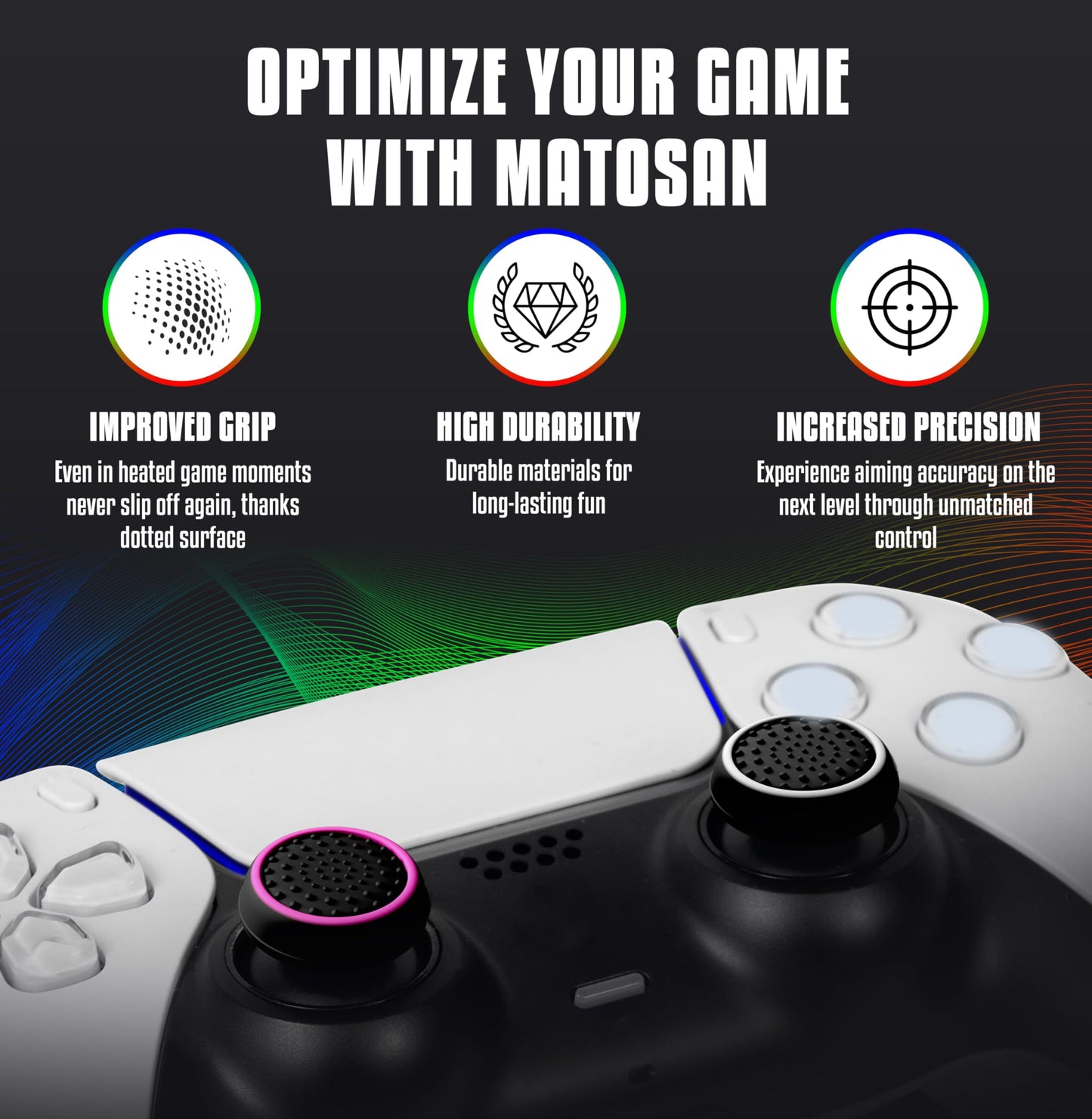 MatoSan 20 Thumbstick Grip Caps - Silicone Thumb Grips Compatible with PS5, PS4, Xbox Controller - Anti-Slip Joystick Cover - Controller Grips