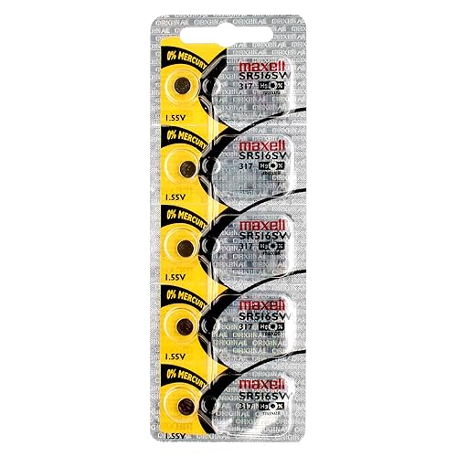 Maxell Watch Battery Button Cell SR516SW 317 Pack of 5 Batteries