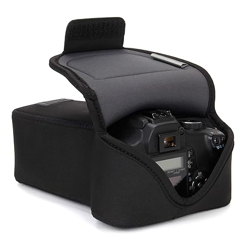 USA Gear Camera Sleeve (Zoom) for Compact SLRs with Lens Compatible with Canon EOS R100 Nikon Z30 Sony ZV-E10, and more - Padded Neoprene DSLR Case