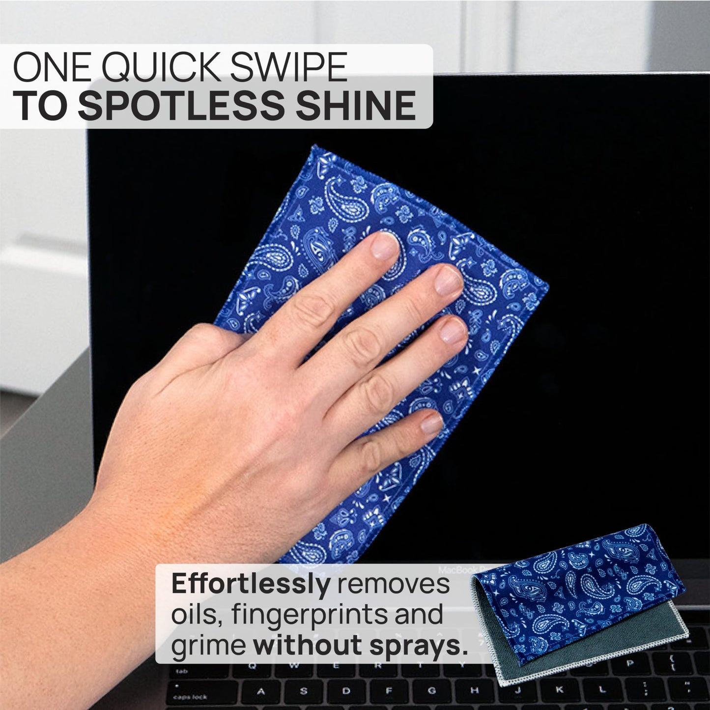Quick Cloth Microfiber Glasses Cleaning Cloths - 5x7, Paisley Blue, 2 Pack with Case | Double-Sided Lens Cleaner for Eyeglasses, Camera, Screens