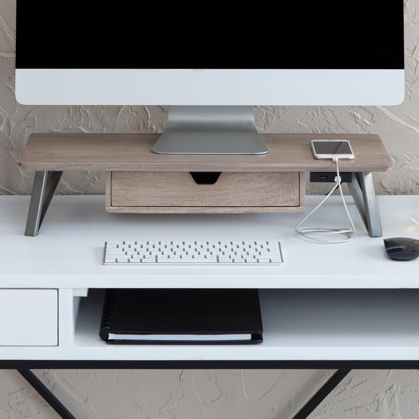Anji Mountain Monitor Stand - Desktop Organizer & Laptop Riser, Ergonomic Monitor Riser, Space-Saving Monitor Stand for Desk, Durable Construction
