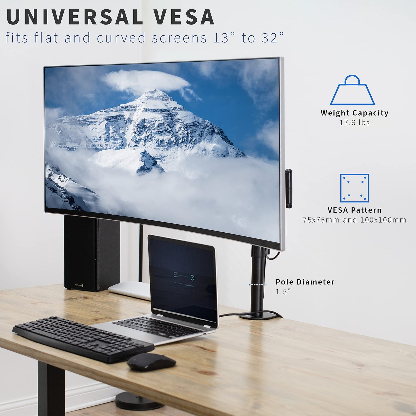 VIVO Single 13 to 32 inch Computer Monitor Desk Mount, Extra Long Adjustable Arm, VESA Stand for 1 Screen, Max VESA 100x100, Black, STAND-V101N