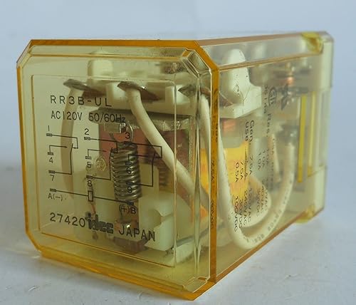 IDEC RR3B-ULAC120V 120 VAC Coil, 3 Poles 3PDT, 50/60 HZ, Blade Terminal, Power Relay, RR Series, Rugged Industrial 10 AMP, with LED Indicator