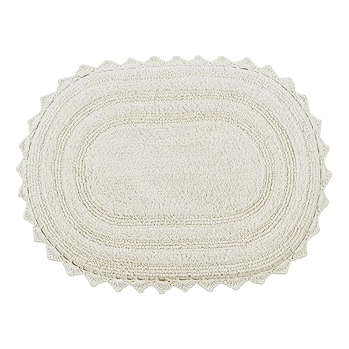 Better Trends Lilly Crochet 17x24 Oval Bath Rugs & Reversible Bath Rugs, Bath mats for Bathroom, Luxurious 100% Cotton Bath Rug & Water Absorbent…