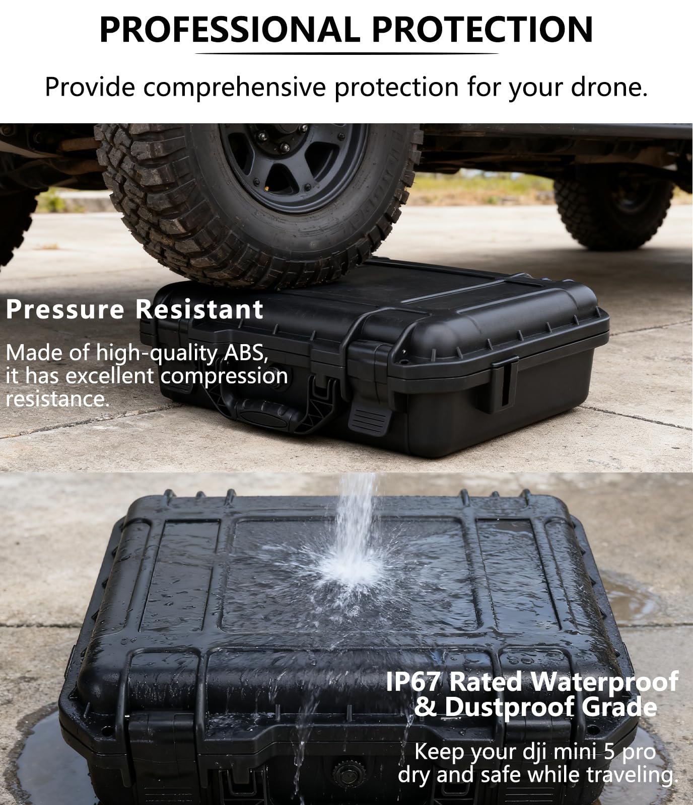 Dronside Carrying Case for DJI Mini 5 Pro, Waterproof Hard Case Compatible with DJI Mini 5 Pro Drone, RC-N/RC2 Controller, Batteries, Charging Hub