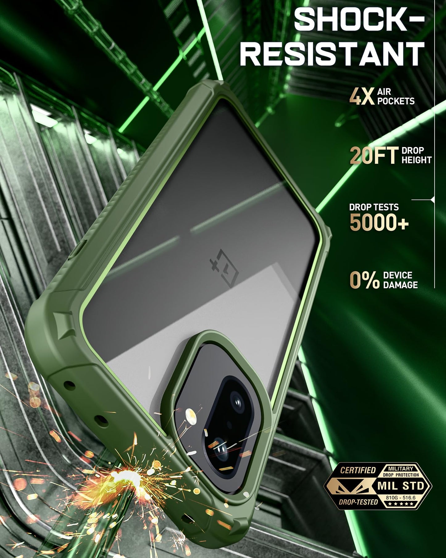 Poetic Guardian Case for OnePlus 15R 5G, 20FT Mil-Grade Drop Tested | Tempered Glass Screen Protector, Full Body Shockproof Rugged Clear Cover Case