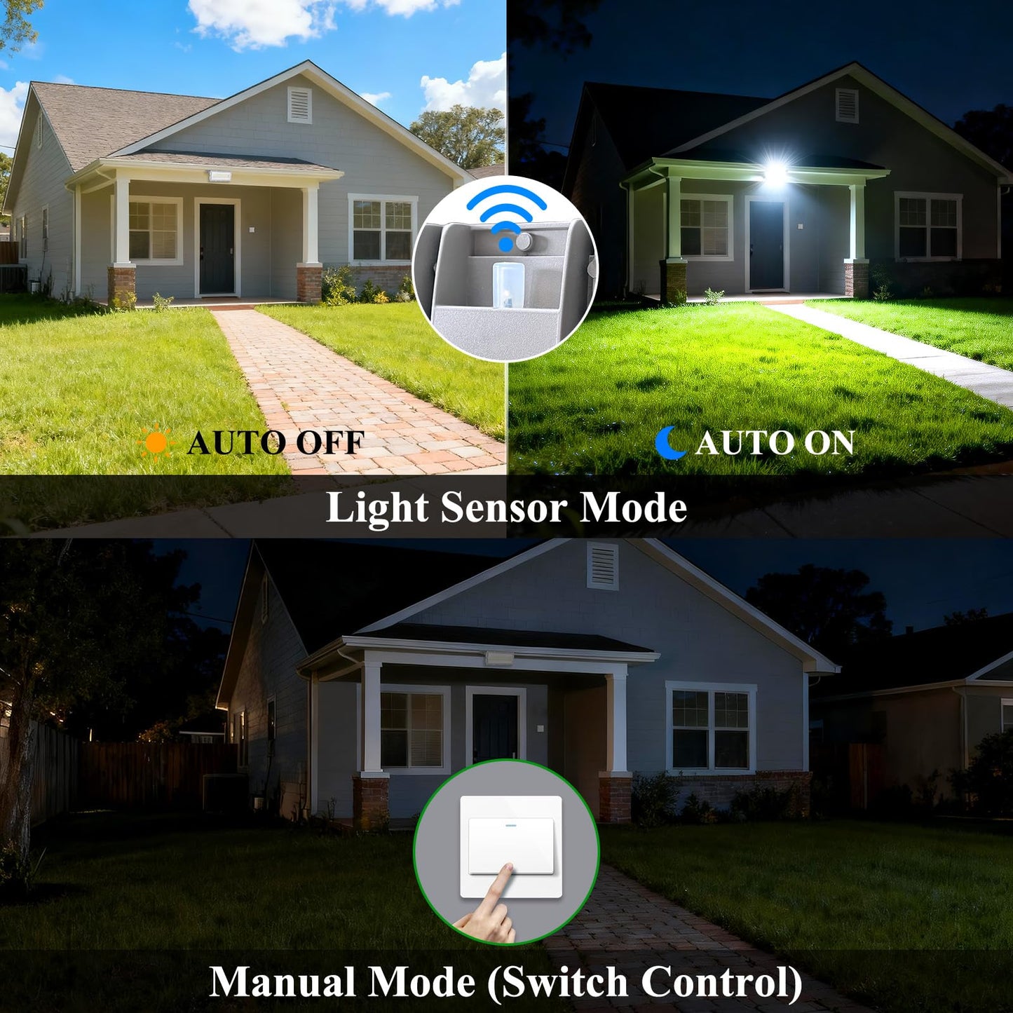 Jashugg 50W LED Flood Light with Photocell, 7000LM Dusk to Dawn Security Light Outdoor, 6500K Floodlight LED IP67 Waterproof Flood Lights Outdoor 180