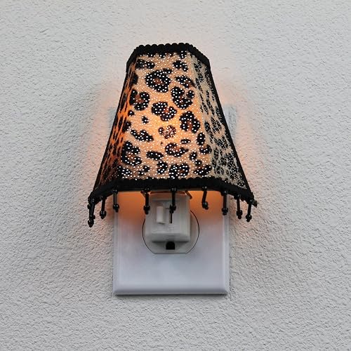 Decorative Lamp-Style Shaded Leopard Fabric Plug-in Night Light 4-Pack