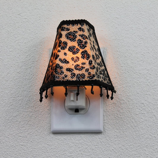 Decorative Lamp-Style Shaded Leopard Fabric Plug-in Night Light 4-Pack