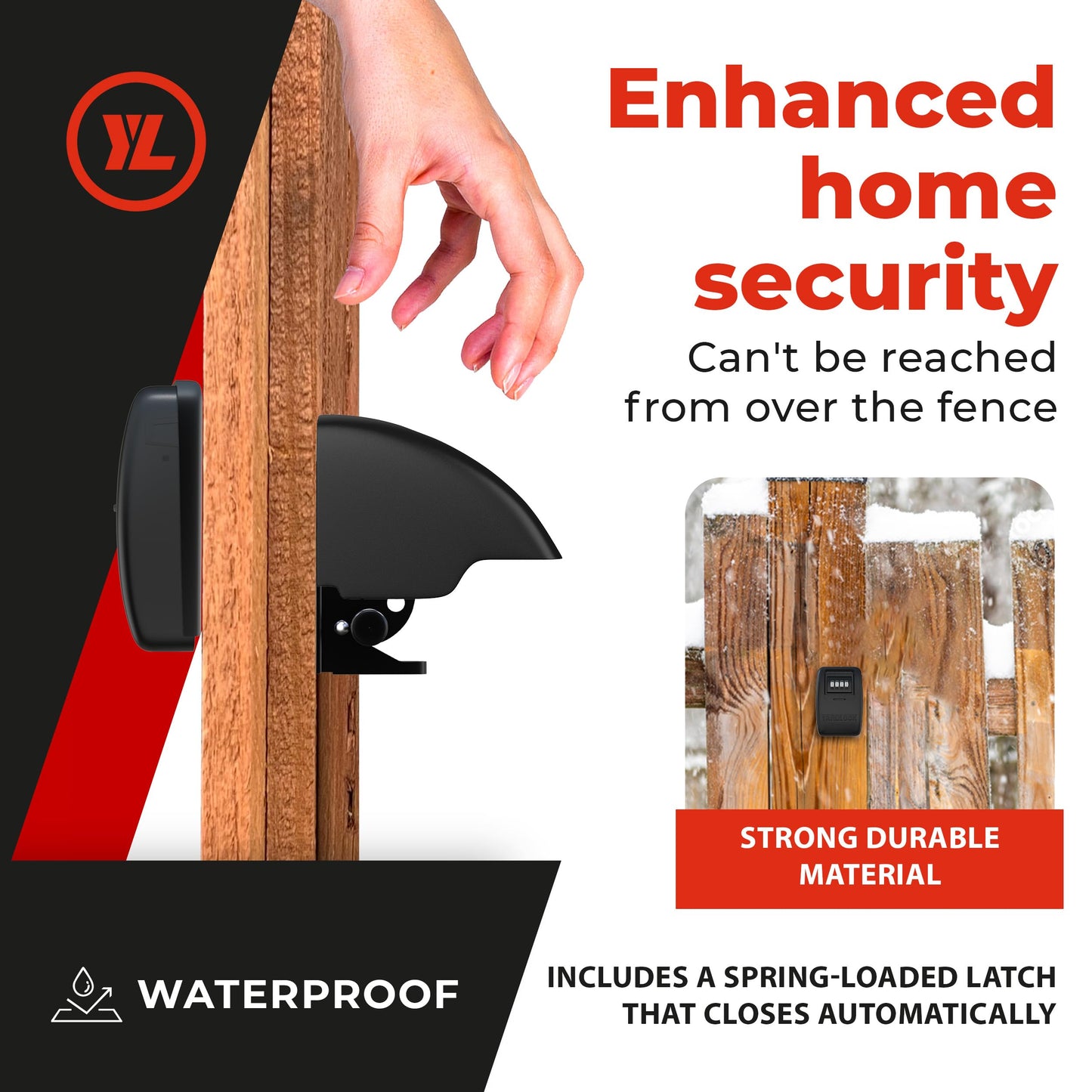 Gate Lock XLB - Secure Keyless Fence Lock and Latch with 2-Way Access - Strong Durable System for Theft Prevention and Home Security, Easy