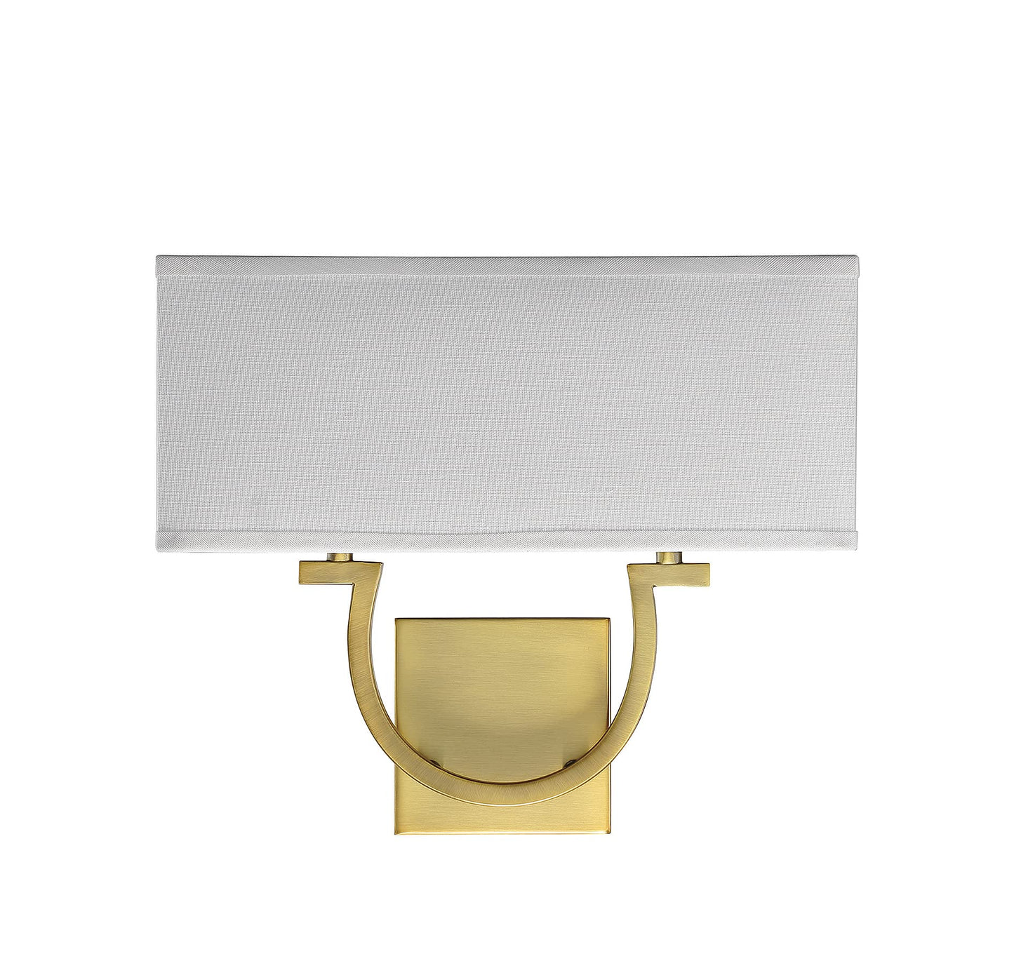 Savoy House 9-998-2-322 Rhodes Modern White Linen Wall Sconce, 2-Light 120 Total Watts, 12" H x 14" W, Warm Brass