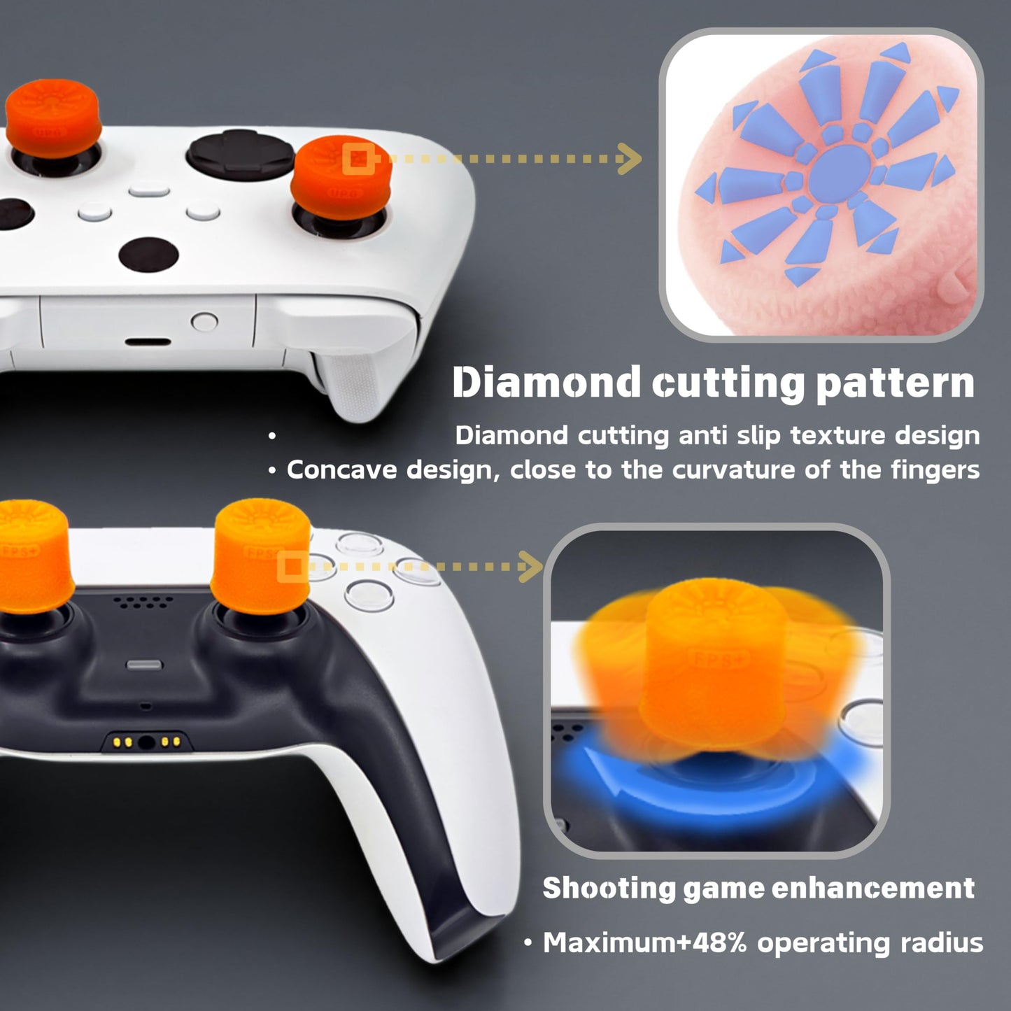 Luck&Link Thumb Grip Set Joystick Cap Analog Stick Cap for for Switch Pro/PS5 Dualsense/Xbox[XSX/XB1] (Blue)
