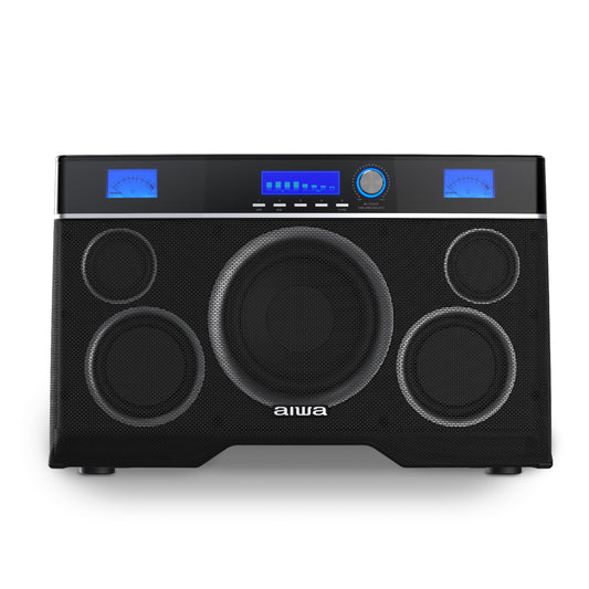 Aiwa Exos-10 Portable Bluetooth Speaker, 200W RMS Power, 6.5” Subwoofer, Deep Bass, Party Sync, Backlit Display, FM/BT/USB/AUX, Remote Control, Carry