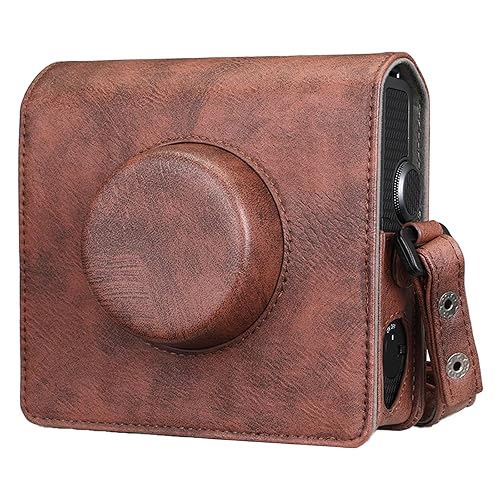 Fintie Protective Case for Fujifilm Instax Wide EVO Camera - Premium Vegan Leather Bag Cover with Removable Adjustable Strap (Vintage Brown)
