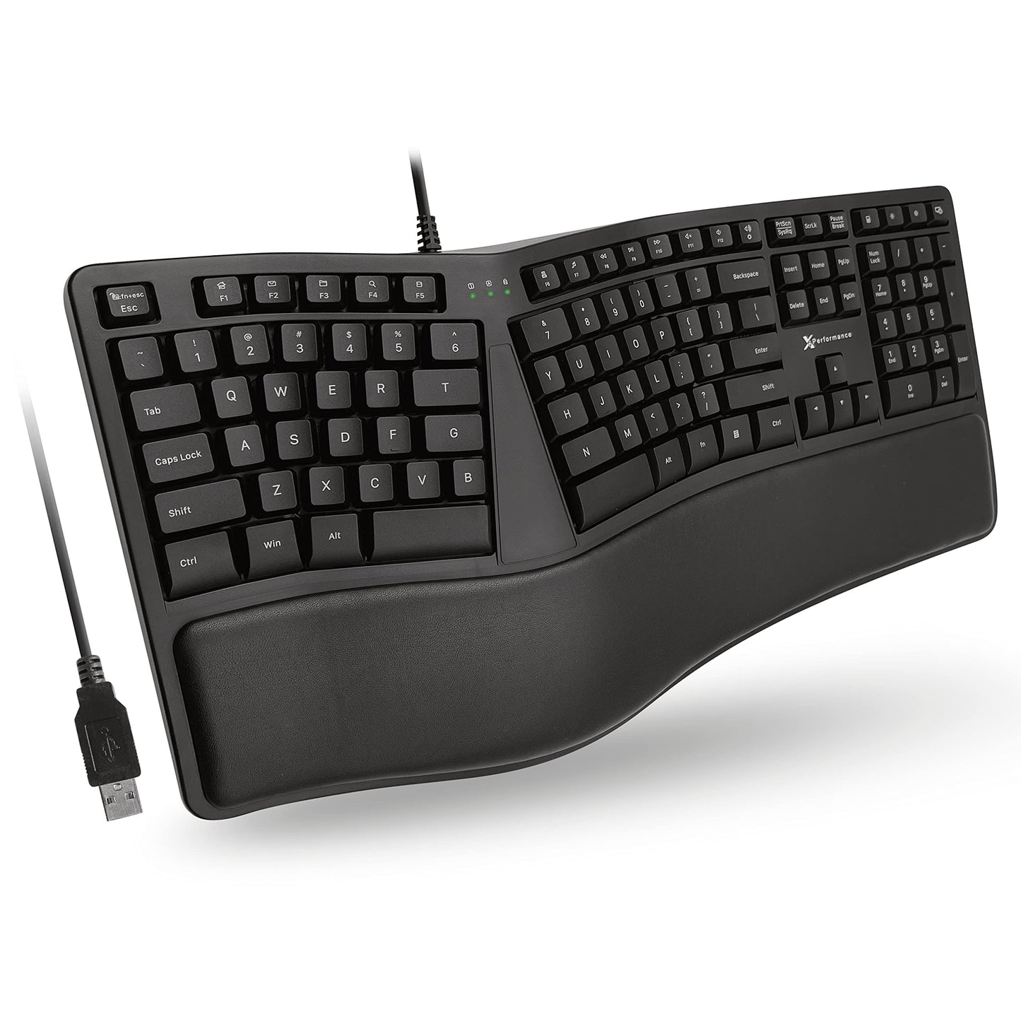 X9 Wired Ergonomic Keyboard with Cushioned Wrist Rest - Type Comfortably Longer - USB Wired Split Keyboard for Laptop, PC & Chrome Computer with 110