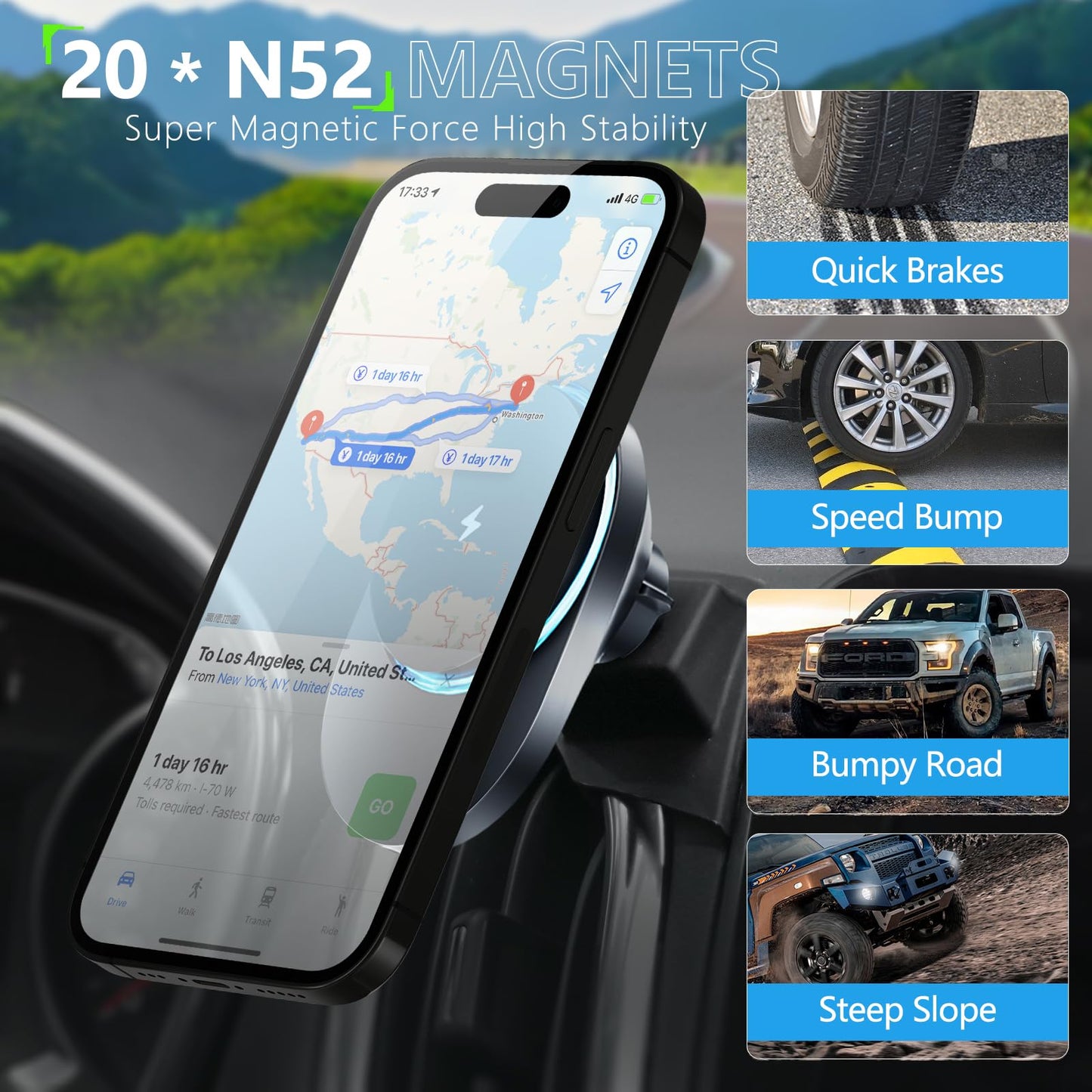 CLEC for Chevrolet Equinox 2020-2024 Magnetic Wireless Charger Car Phone Holder Mount Custom Fit for Chevrolet Equinox Chevy 15W Fast Charging Car