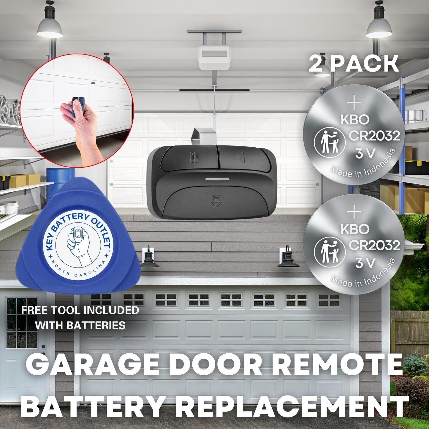 Garage Door Opener Battery - 2 Pack CR2032 Button Lithium 3V Packaging May Vary Replacement Power for Major Remotes, Keypads, Sensors