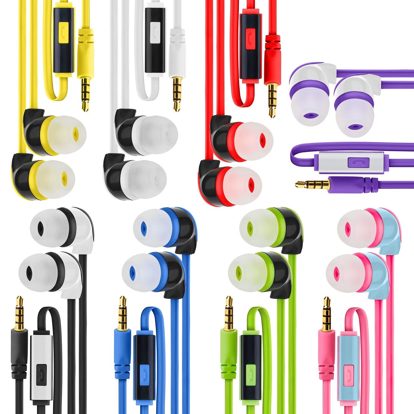 JustJamz 50x Multipack Bulk Earbuds with Microphone | for Schools, Classroom, Libraries, Museums, etc. | Wired Earbuds with Microphone for Kids |