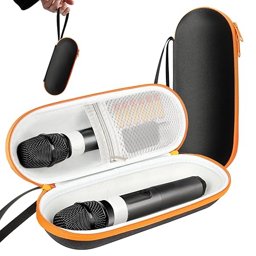 sarlar Case Compatible with JBL Wireless Two Microphone System, Up To 9“ x 3” will fit. Handheld Dual Mic Travel Bag for Singing or Karaoke for