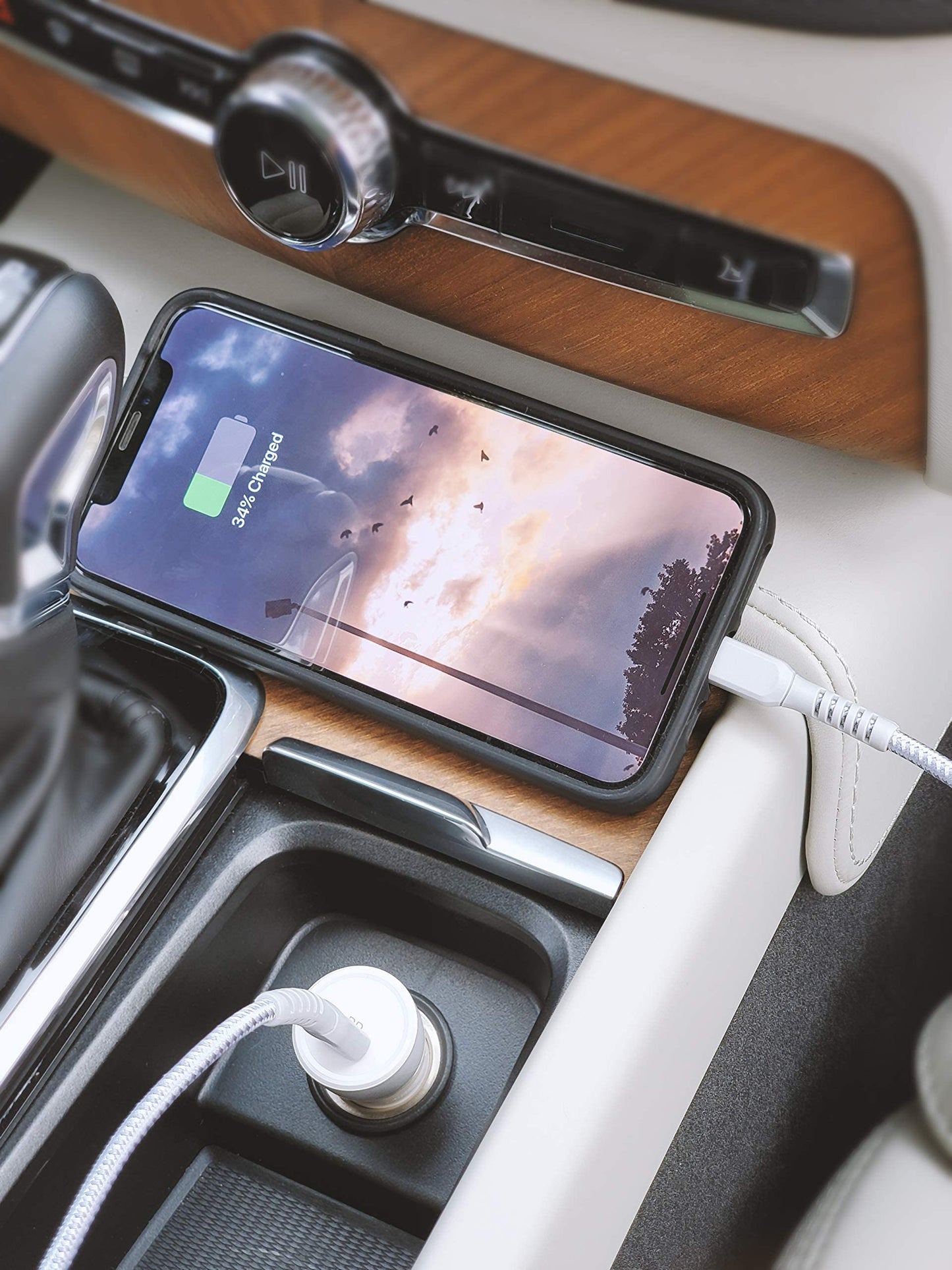Galvanox Ultra-Fast iPhone Car Charger with Lightning to USB Type-C Cable (MFi Apple Certified) Rapid Charging Power Adapter (for iPhone