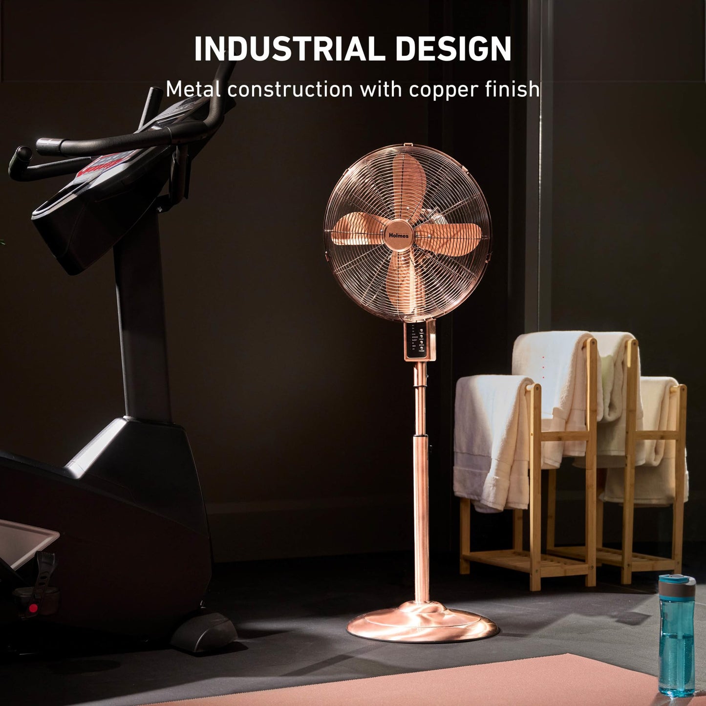 Holmes 16" Copper Digital Metal Stand Fan 3-Speed Oscillation Remote
