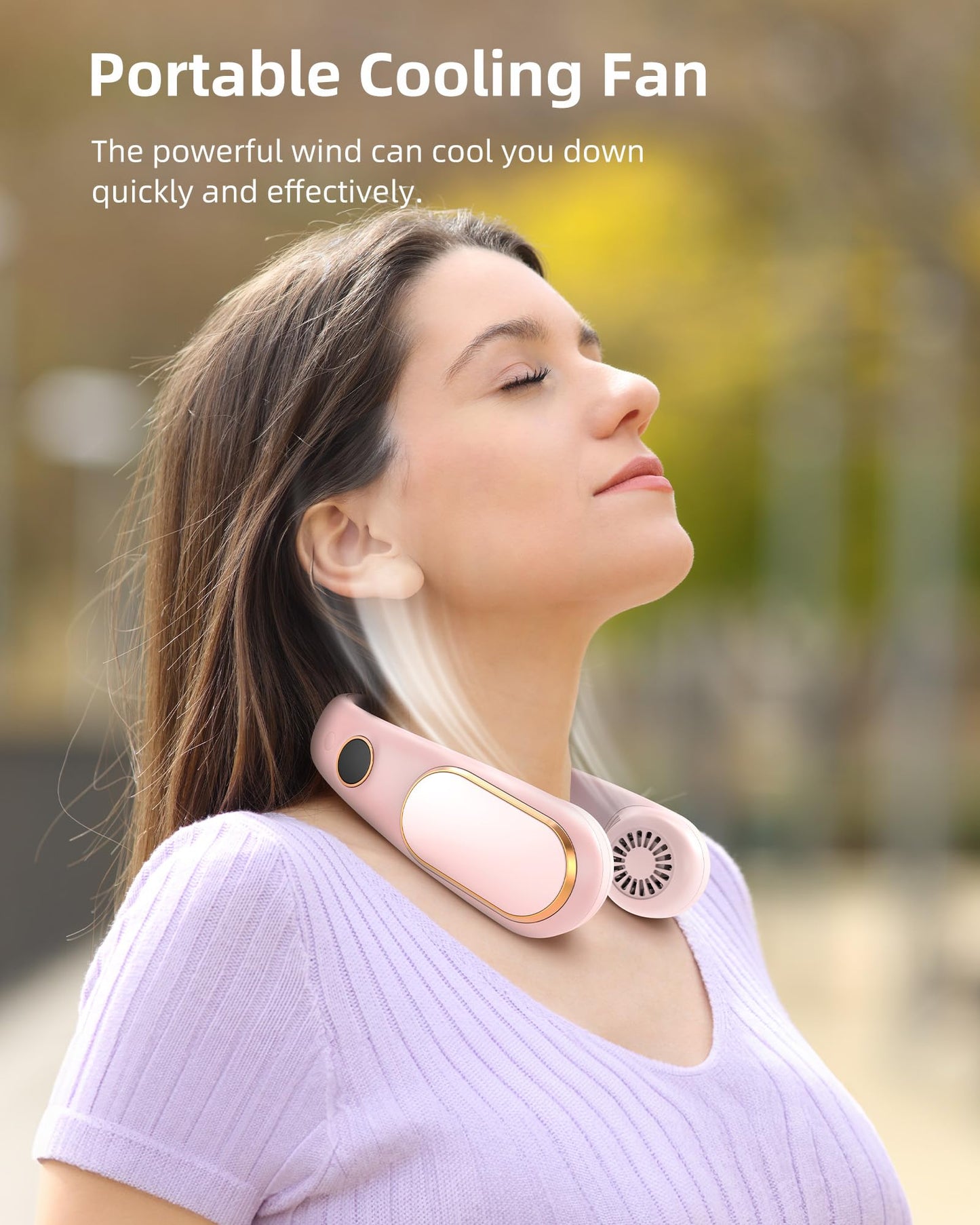Koonie Neck Fan Rechargeable 5 Speeds, Portable Personal Fan, Hands Free Bladeless Fan, Battery Operated Wearable Fan Adjustable, Screen Design, 4-12