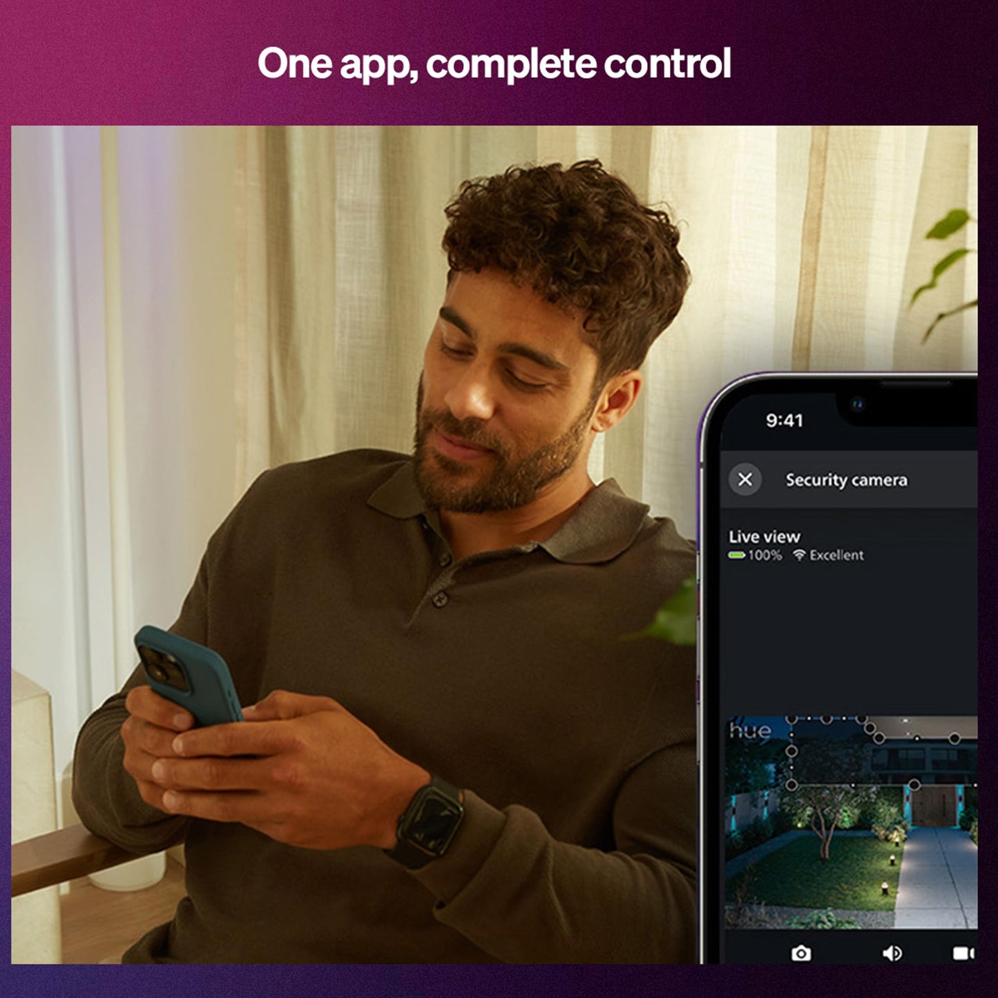 Philips Hue Secure Starter Kit with Bridge, Wired Security Camera, (2) Secure Contact Sensor, (2) 75W A19 Bulb, White & Color Ambiance, Works Security
