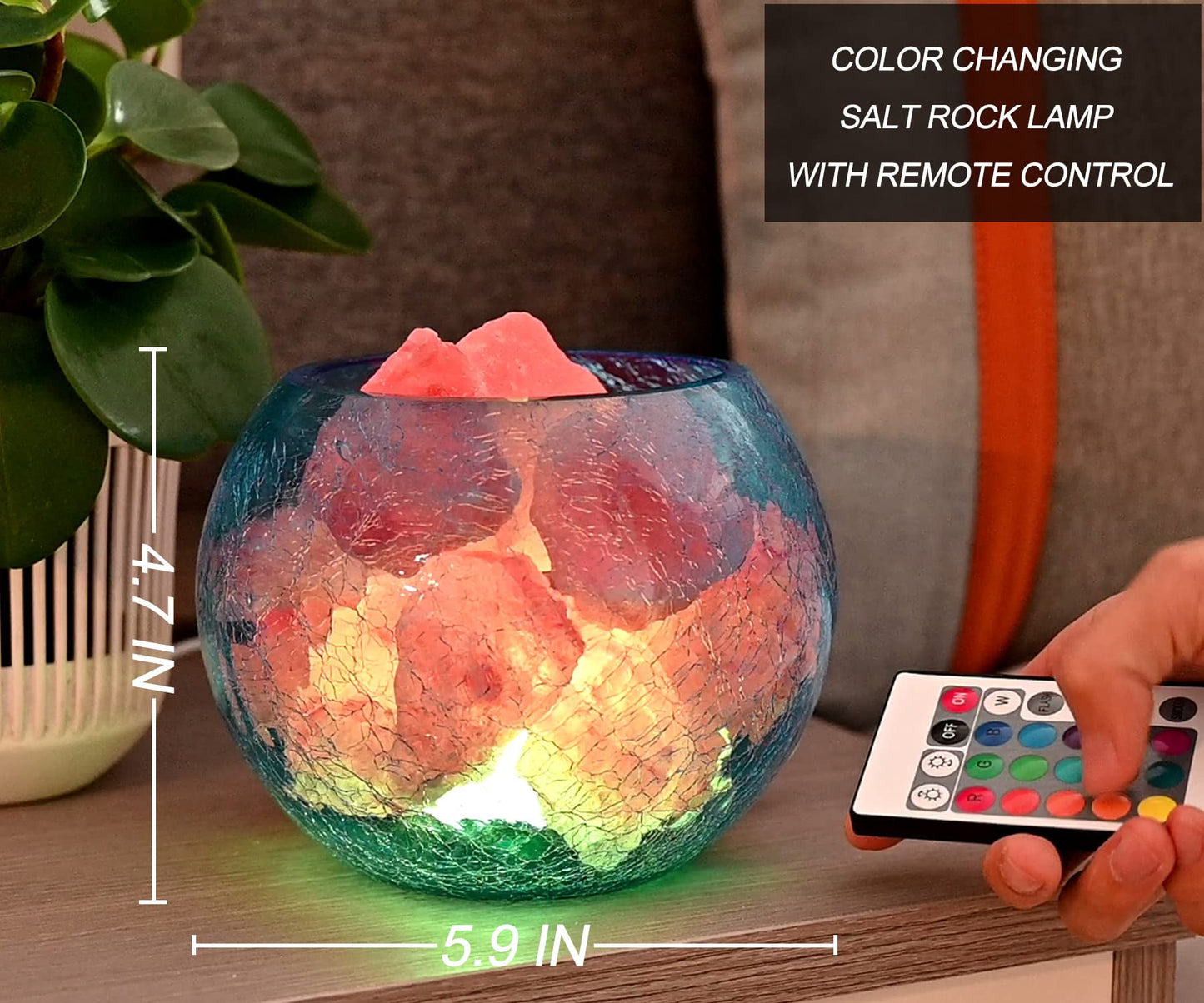 V.C.Formark USB Himalayan Salt Lamp with Remote Control, 16 Colors Lighting & 4 Color Changing Mode Salt Rock Lamp, Used for Holiday Gift, Home Deco