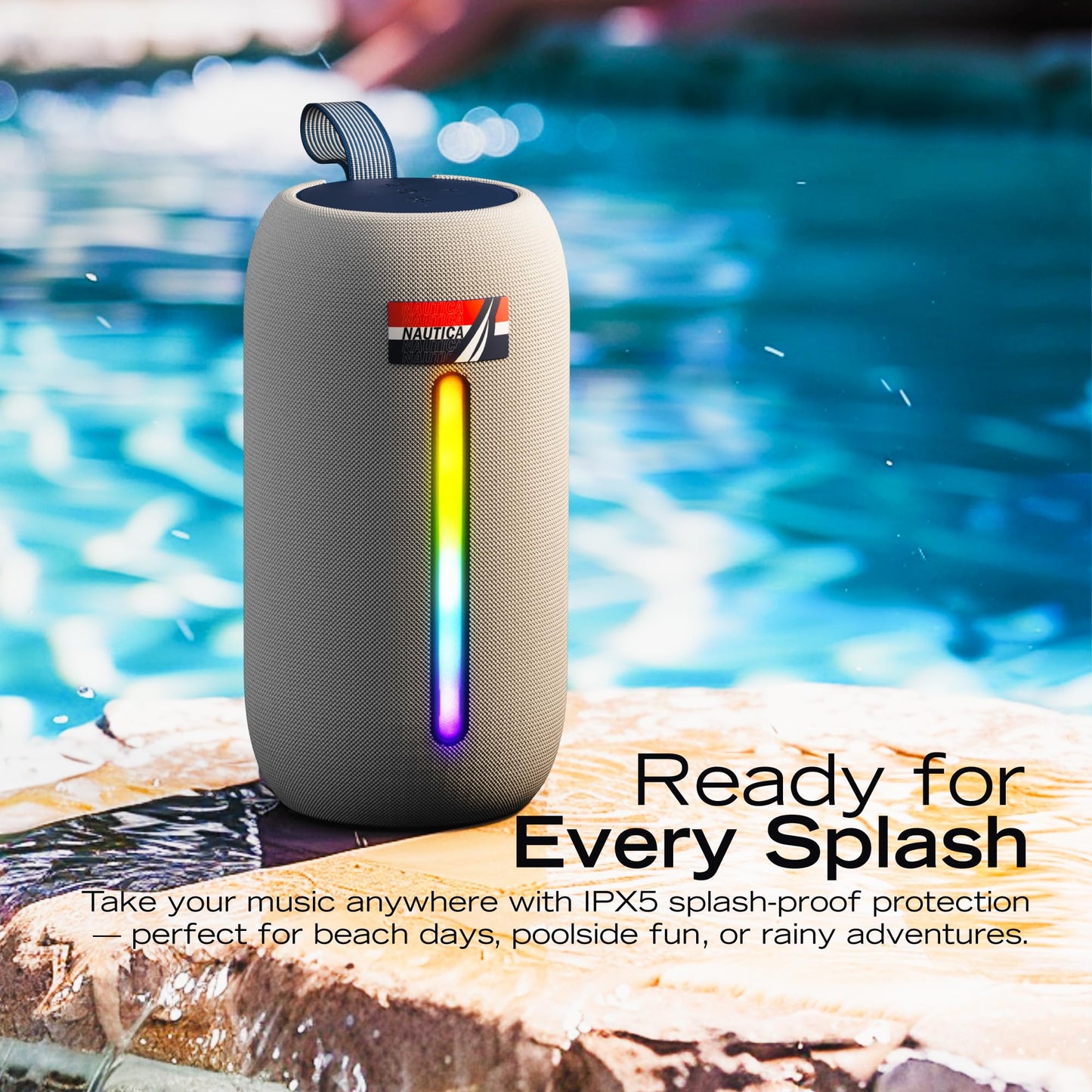 Nautica Urban SP600 True Wireless Outdoor Speaker, Portable IP5 Splash-Proof Bluetooth Speaker, Perfect for Camping, Beach, Backyard & Travel