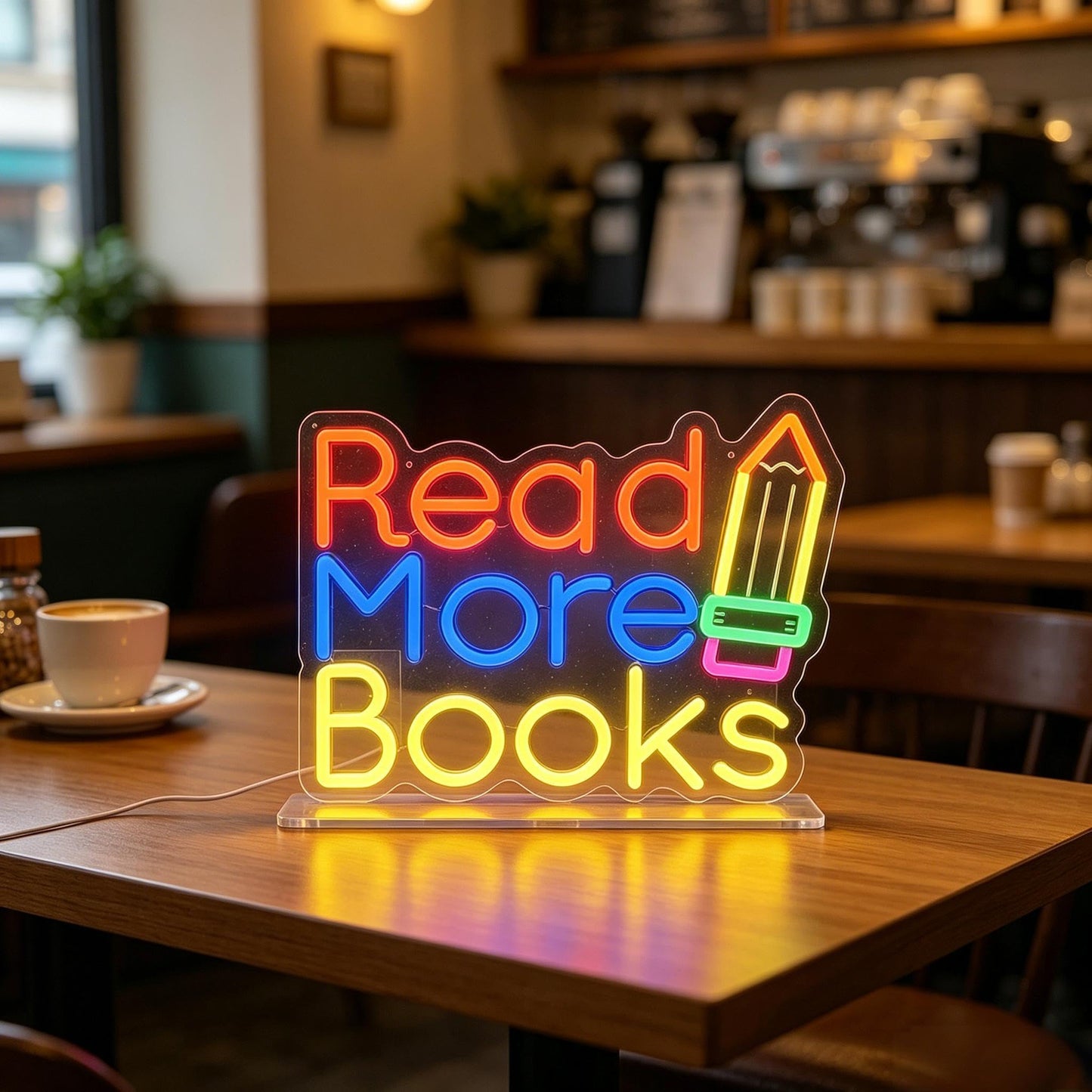 Read More Books Neon Sign, LED Light Up Decorative Sign, USB Powered Dimmable Neon Light, Library Classroom Bedroom Home Wall Decor Art, Gift