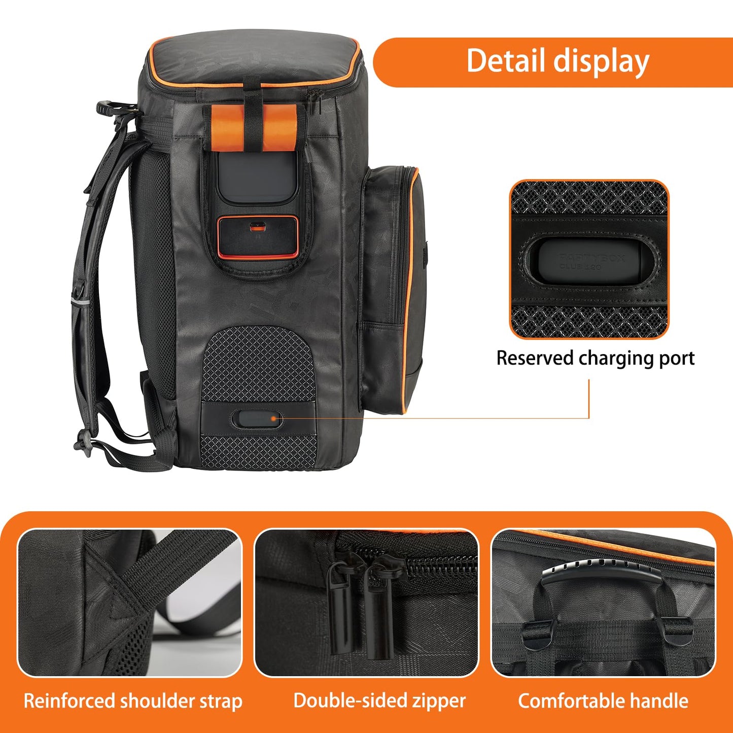 Jeachan Speaker Bag Rugged Speaker Bag Carry Case Compatible with JBL Party Box 120, Portable Speaker Carry Bag Backpack