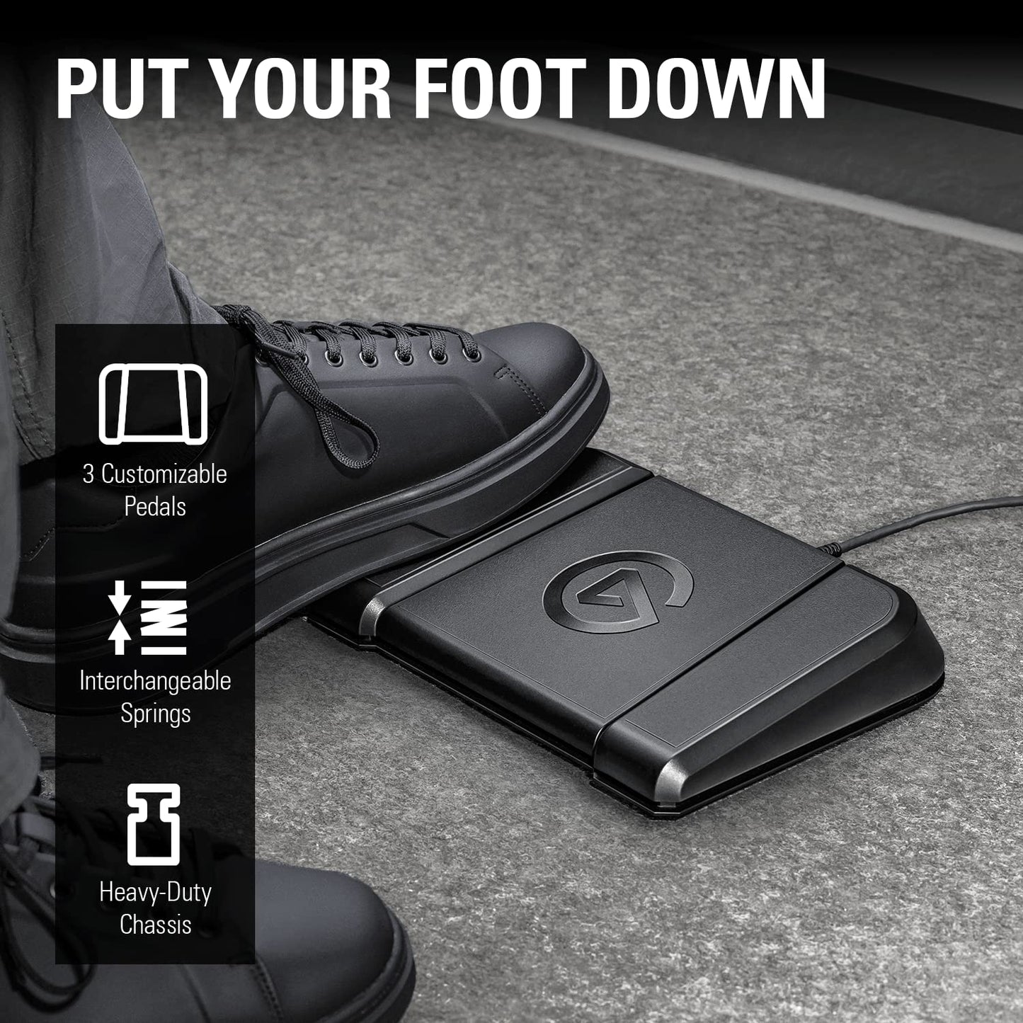 Elgato Stream Deck Pedal - Hands-Free Studio Controller, 3 Macro footswitches, Trigger Actions in apps and Software Like OBS, Twitch, YouTube