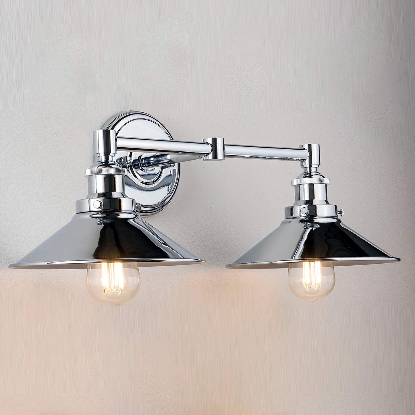 Linea di Liara Andante 2 Light Bathroom Vanity Light - Industrial Polished Chrome Fixtures Above Mirror, Farmhouse Lighting for Bathroom, Bulb