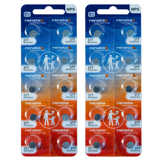 Renata 377 SR626SW Batteries - 1.55V Silver Oxide 377 Watch Battery (20 Count)