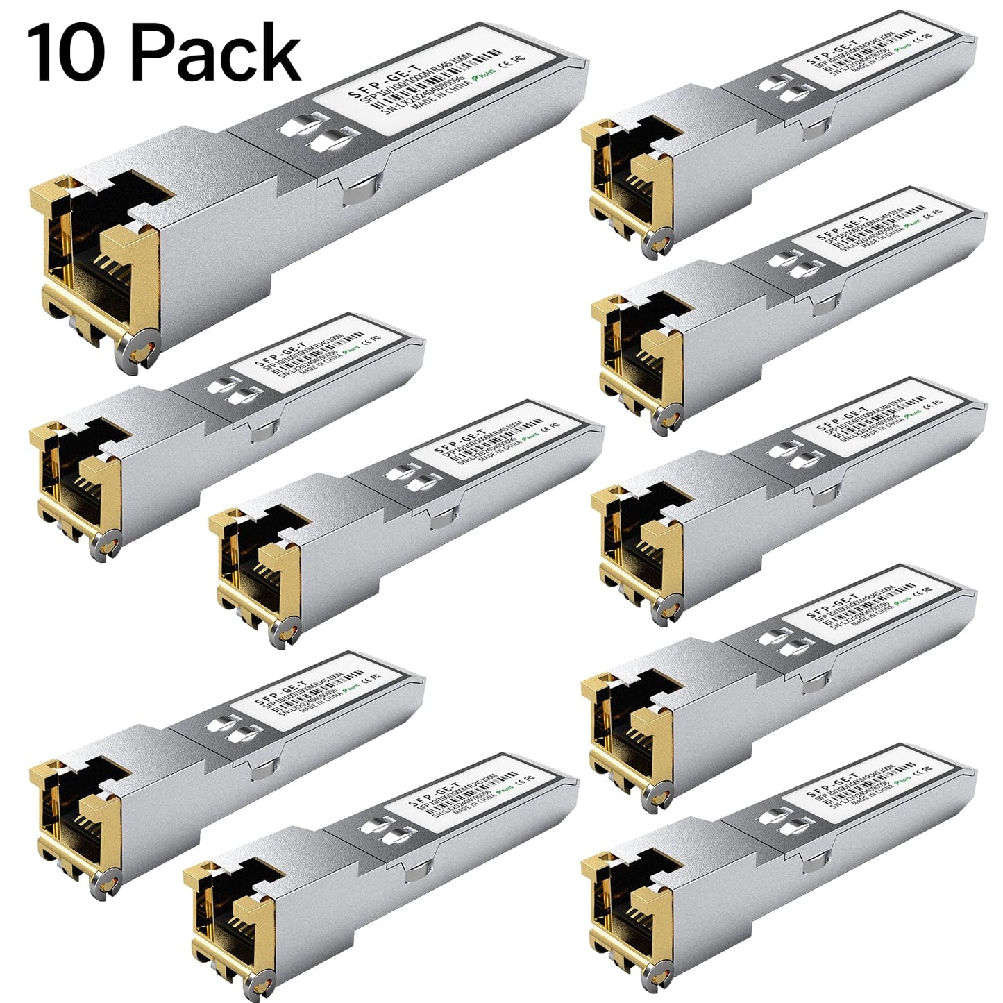 10PCS SFP to RJ45 Copper Module, 1000Base-T Gigabit Ethernet Transceiver - Compatible with Cisco, Meraki, Ubiquiti, D-Link, TP-Link, Supermicro
