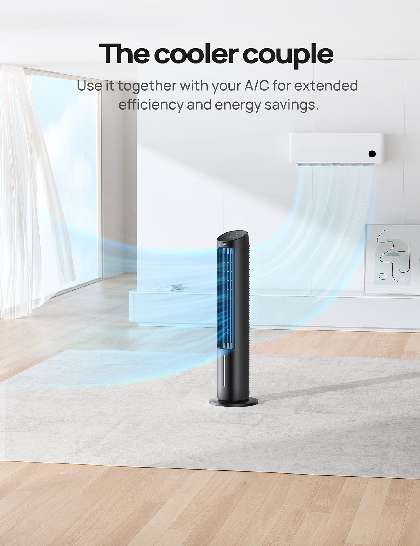 DREO Tower Fan for Bedroom, 40" Evaporative Air Cooler, Cooling Fans That Blow Cold Air with 80° Oscillating, Removable Water Tank, 3 Modes 4-Speed