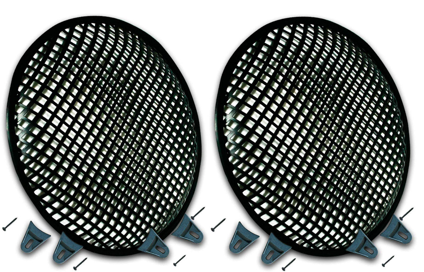 Pair of 10 Inch 10" Universal Metal Car Audio Speaker SubWoofer Waffle Grill Protector Cover With Clips and Screws