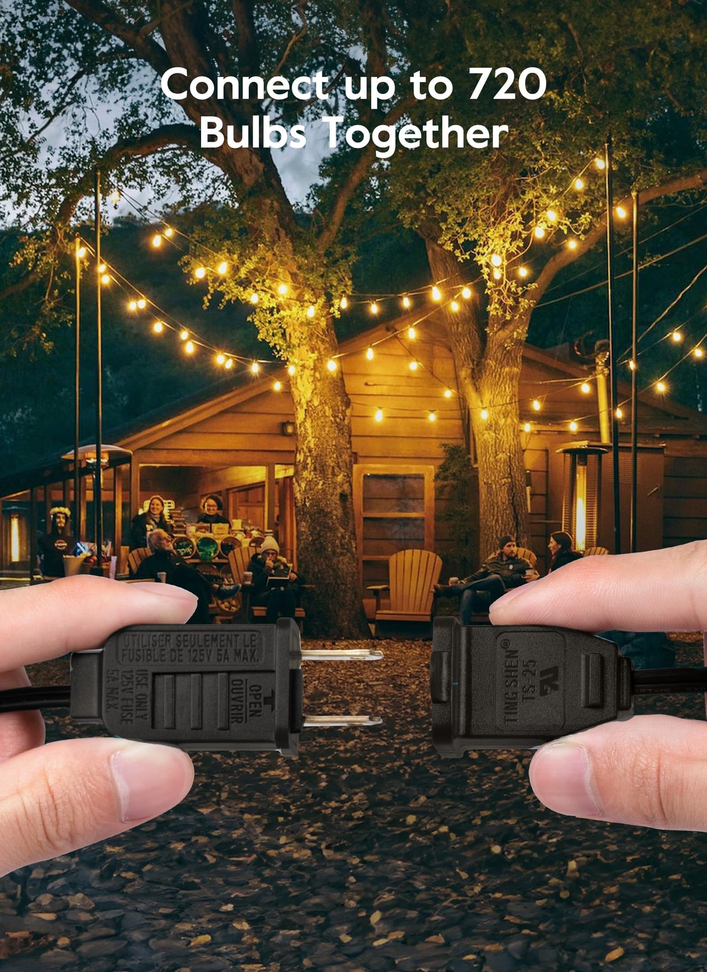 Brightown Outdoor String Lights, 50FT 25 G40 Bulbs Shatterproof Patio Lights, IP65 Waterproof Dimmable Hanging Connectable Globe LED Outdoor Lights