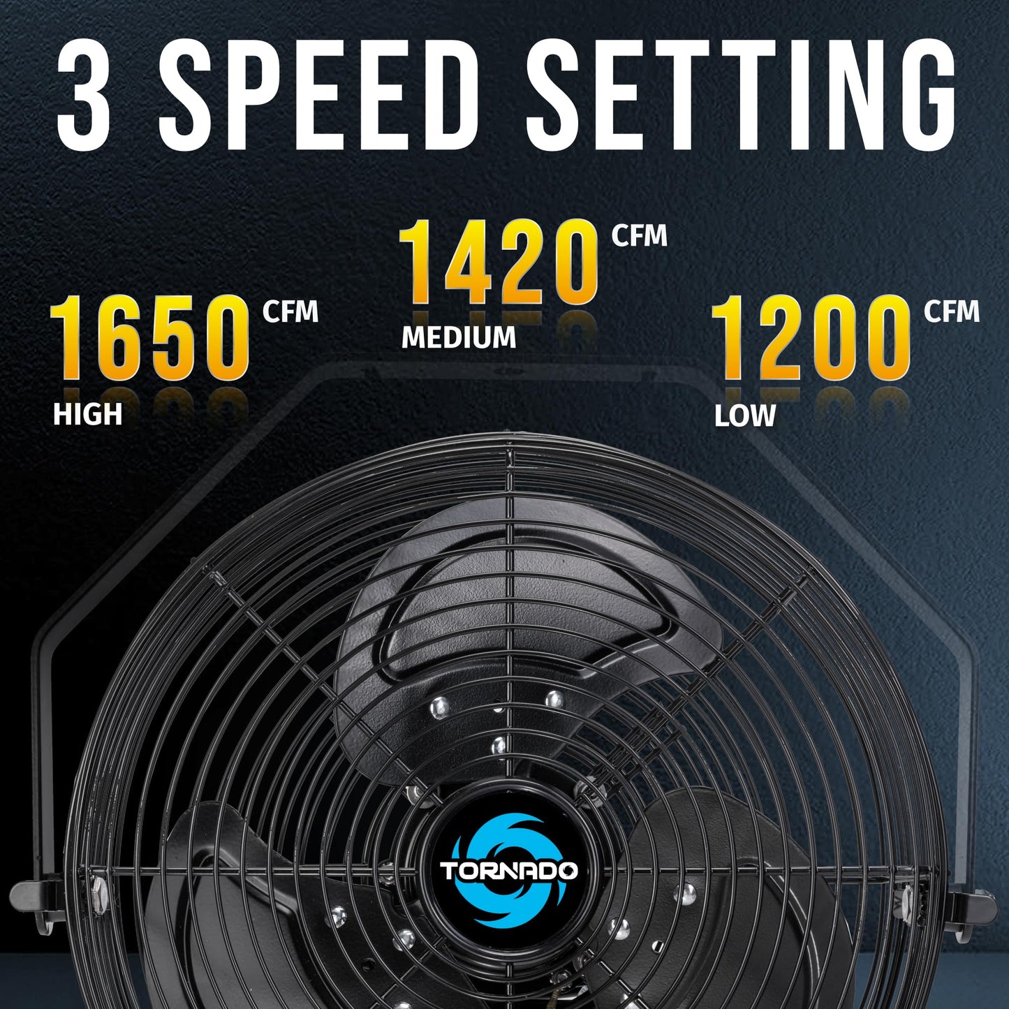 Tornado 12 Inch Outdoor Water-Resistant Wall Mounted Fan IPX4 Rated 3 Speed High Velocity Meatl Wall Fan For Commercial, Industrial, Residential, 6.6