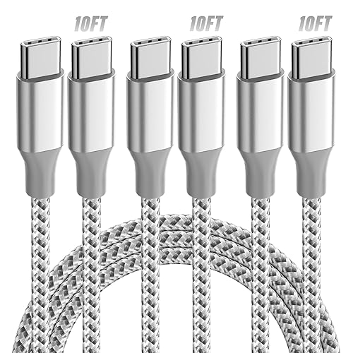KYEHD USB C Cable?3 Pack 10FT 60W Fast Charging USB C to USB C Cable, Durable Type C Charger Cable for iPhone 17/16/15/iPad MacBook CarPlay