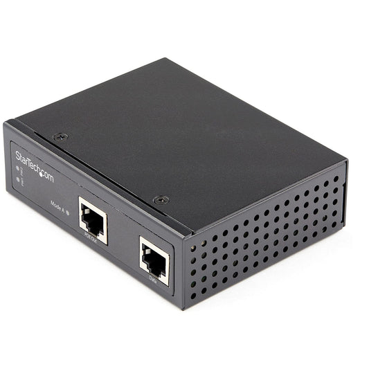 StarTech.com Industrial Gigabit Ethernet PoE Injector - 30W 802.3at PoE+ Midspan 48V-56VDC DIN Rail Power Over Ethernet Injector Adapter - -40C